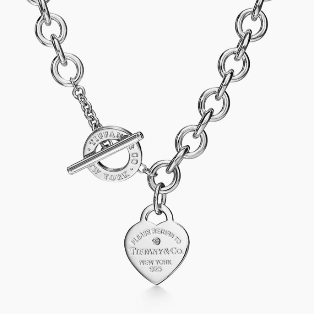 Silver chain Tiffany & co necklace with diamond